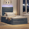 Stella Homewares Ottoman Bed with Mattresses & LEDs Dark Grey King Single Velvet