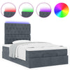 Stella Homewares Ottoman Bed with Mattresses & LEDs Dark Grey King Single Velvet