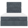 Stella Homewares Ottoman Bed with Mattresses & LEDs Dark Grey King Single Velvet