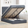 Stella Homewares Ottoman Bed with Mattresses & LEDs Dark Grey King Single Velvet