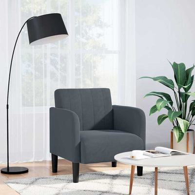 Stella Homewares Sofa Chair with Armrests Dark Grey 54 cm Velvet