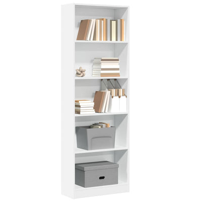 Stella Homewares Bookcase White 60x24x176 cm Engineered Wood