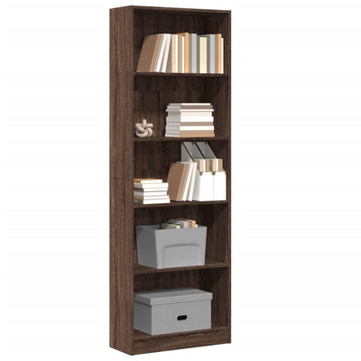 Stella Homewares Bookcase Brown Oak 60x24x176 cm Engineered Wood