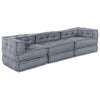 Stella Homewares 3-Seater Modular Pouffe Sofa - Grey Fabric