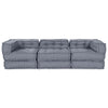 Stella Homewares 3-Seater Modular Pouffe Sofa - Grey Fabric
