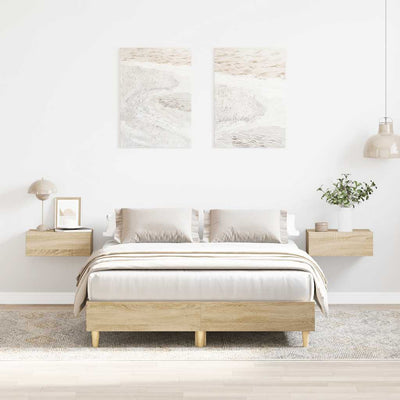 Stella Homewares Bed Frame No Mattress Sonoma Oak 135x190 cm Engineered Wood