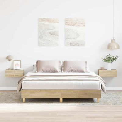 Stella Homewares Bed Frame No Mattress Sonoma Oak 150x200 cm Engineered Wood