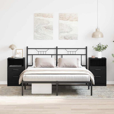Stella Homewares Bedside Cabinet 2 pcs Black oak 40 x 35 x 65 cm Engineered wood