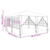 Stella Homewares Party Tent with 8 Sides - White - 4x4m PE