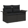 Stella Homewares 10 Piece Garden Dining Set with Cushions Black Poly Rattan Acacia