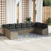 Stella Homewares 10 Piece Garden Dining Set with Cushions Grey Poly Rattan