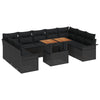 Stella Homewares 10 Piece Garden Dining Set with Cushions Black Poly Rattan Acacia