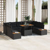 Stella Homewares 10 Piece Garden Dining Set with Cushions Black Poly Rattan Acacia