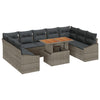 Stella Homewares 10 Piece Garden Dining Set with Cushions in Grey Poly Rattan Acacia