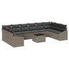 Stella Homewares 10 Piece Garden Dining Set with Cushions Black Poly Rattan