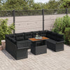 Stella Homewares 10 Piece Garden Dining Set with Cushions Black Poly Rattan Acacia