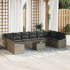 Stella Homewares 10 Piece Garden Dining Set with Cushions Black Poly Rattan