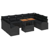 Stella Homewares 10 Piece Garden Dining Set with Cushions Black Poly Rattan Acacia