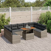 Stella Homewares 10 Piece Garden Dining Set with Cushions in Grey Poly Rattan Acacia