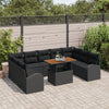 Stella Homewares 10 Piece Garden Dining Set with Cushions Black Poly Rattan Acacia