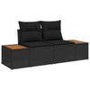 Stella Homewares 10 Piece Garden Dining Set with Cushions Black Poly Rattan Acacia
