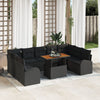 Stella Homewares 10 Piece Garden Dining Set with Cushions Black Poly Rattan Acacia