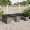 Stella Homewares 10 Piece Garden Dining Set with Cushions Black Poly Rattan