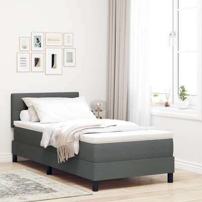 Stella Homewares Box Spring Bed with Mattress Dark Grey King Single Fabric