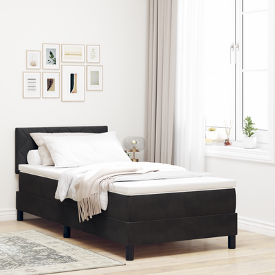 Stella Homewares Box Spring Bed with Mattress Black King Single Velvet
