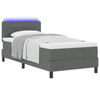 Stella Homewares Box Spring Bed with Mattress & LED Dark Grey King Single Fabric