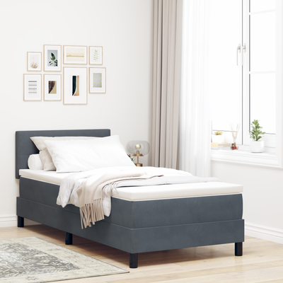 Stella Homewares Box Spring Bed with Mattress & LED Dark Grey King Single Fabric