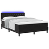 Stella Homewares Box Spring Bed with Mattress & LED Black Queen Velvet