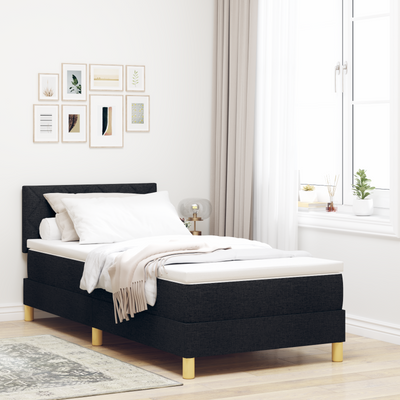 Stella Homewares Box Spring Bed with Mattress & LED Black King Single Velvet