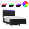 Stella Homewares Box Spring Bed with Mattress&LED Black Queen Velvet