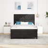 Stella Homewares Box Spring Bed with Mattress&LED Black Queen Velvet
