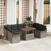 Stella Homewares 10 Piece Garden Dining Set with Cushions Grey Poly Rattan Acacia