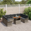 Stella Homewares 10 Piece Garden Dining Set with Cushions Grey Poly Rattan Acacia