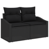 Stella Homewares 10 Piece Garden Dining Set with Cushions Black Poly Rattan Acacia