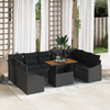 Stella Homewares 10 Piece Garden Dining Set with Cushions Black Poly Rattan Acacia
