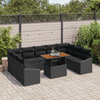 Stella Homewares 10 Piece Garden Dining Set with Cushions Black Poly Rattan Acacia