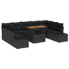 Stella Homewares 10 Piece Garden Dining Set with Cushions Black Poly Rattan Acacia