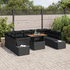 Stella Homewares 10 Piece Garden Dining Set with Cushions Black Poly Rattan Acacia