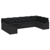 Stella Homewares 10 Piece Garden Dining Set with Cushions Black Poly Rattan