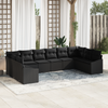 Stella Homewares 10 Piece Garden Dining Set with Cushions Black Poly Rattan