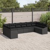 Stella Homewares 10 Piece Garden Dining Set with Cushions Black Poly Rattan