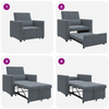 Stella Homewares 3-in-1 Single Sofa Bed Convertible Dark Grey Velvet