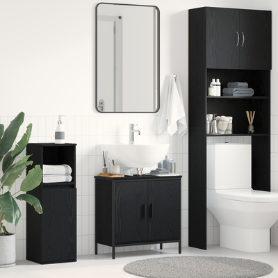 Stella Homewares Bathroom Sink Cabinet Black Oak 60x30x60 cm Engineered Wood
