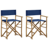alt="Folding Director's Chairs 2 pcs Blue Bamboo and Fabric"