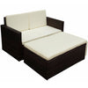alt="2 Piece Garden Lounge Set with Cushions Poly Rattan Brown"