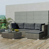 alt="5 Piece Garden Lounge Set with Cushions Poly Rattan Grey"